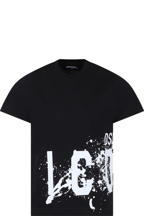 Dsquared2 for Boys Dsquared2 Black T-shirt For Boy With Logo