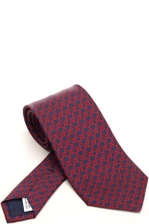 Ferragamo Ties for Women Ferragamo Gancini Print Silk Tie