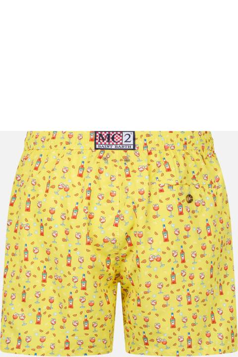 ملابس سباحة لـ القسم الرجالي MC2 Saint Barth Man Lightweight Fabric Swim-shorts Lighting Micro Fantasy With Aperol Spritz Print | Aperol Special Edition
