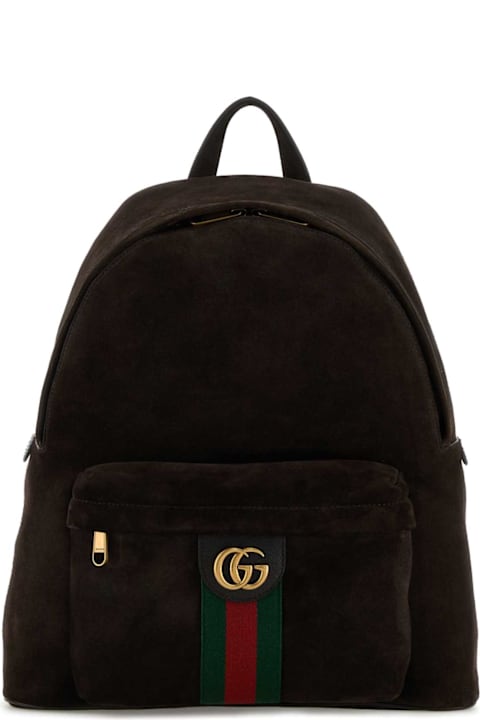 Gucci Dark Brown Suede Medium Ophidia Backpack