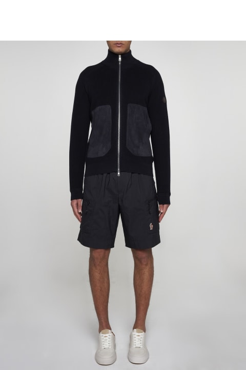 Moncler Sweaters for Men Moncler Knit And Suede Cardigan
