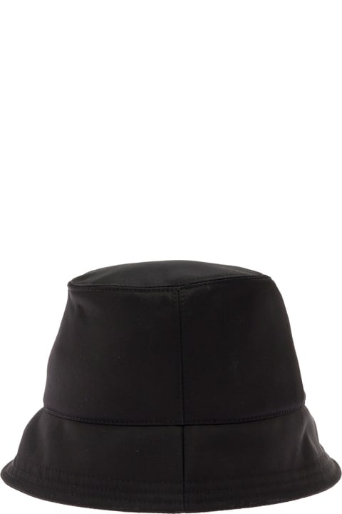 Black Bucket Hat With Logo Embroidery In Polyester Woman