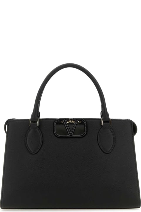 Totes for Women Valentino Garavani Black Leather Vlogo Handbag