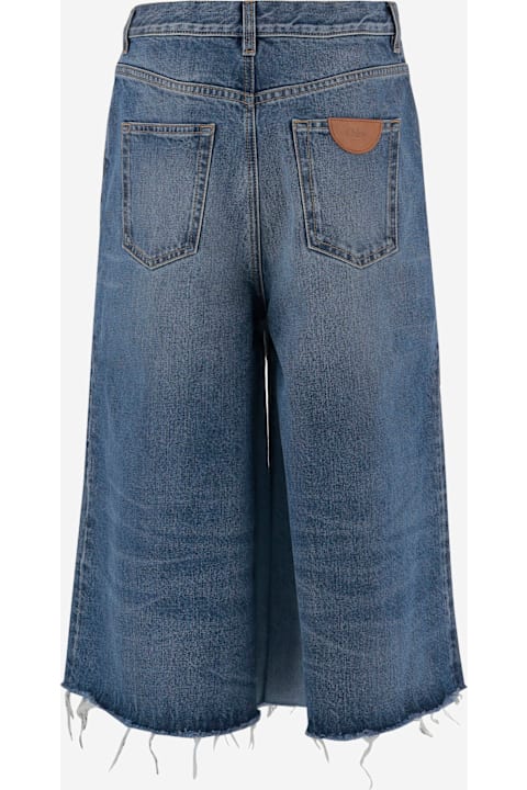 Chloé Pants & Shorts for Women Chloé Patchwork Denim Bermuda Shorts