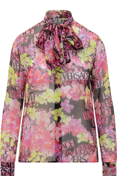 Versace Topwear for Women Versace Allover Floral Printed Long Sleeved Shirt