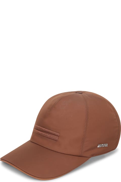 Zegna Hats for Men Zegna Brown Nylon Baseball Cap