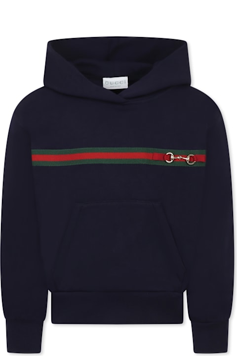 Gucci Sweaters & Sweatshirts for Boys Gucci Blue Sweatshirt For Girl With Horsebit