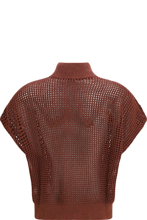 Brunello Cucinelli for Kids Brunello Cucinelli Cotton Mesh Cardigan With Dazzling Details