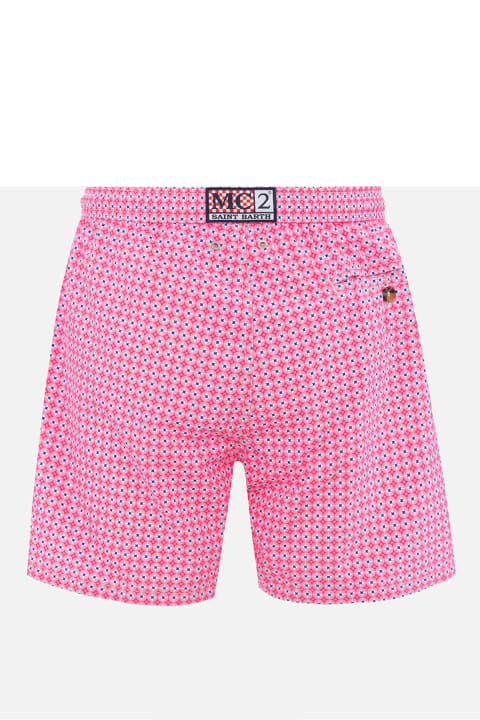 Homeware MC2 Saint Barth Man Lightweight Fabric Swim-shorts Lighting Micro Fantasy With Tie Print
