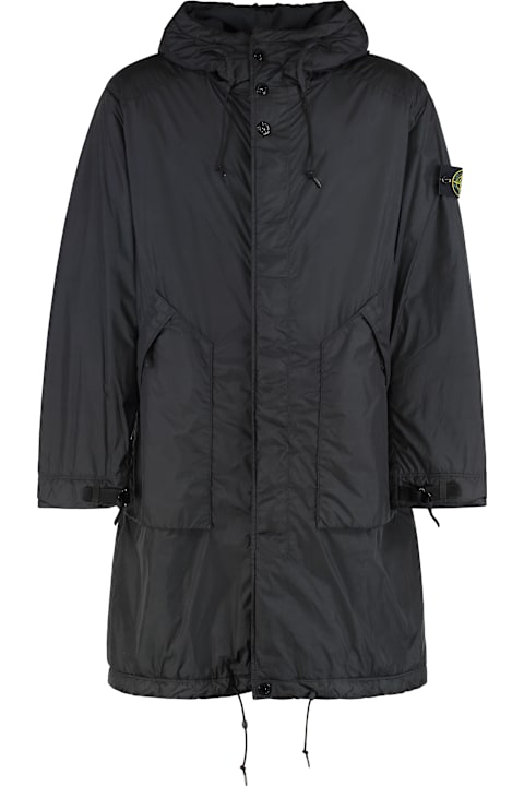 Homeware Stone Island Long Parka With Hood In Nylon