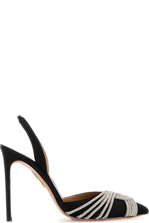 Aquazzura Shoes for Women Aquazzura Black Satin Gatsby Sling 105 Pumps