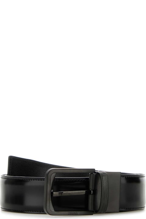 Zegna Belts for Men Zegna Black Leather Reversible Belt