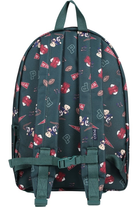 ボーイズ Ralph Laurenのアクセサリー＆ギフト Ralph Lauren Green Backpack For Kids With Polo Bear And Print