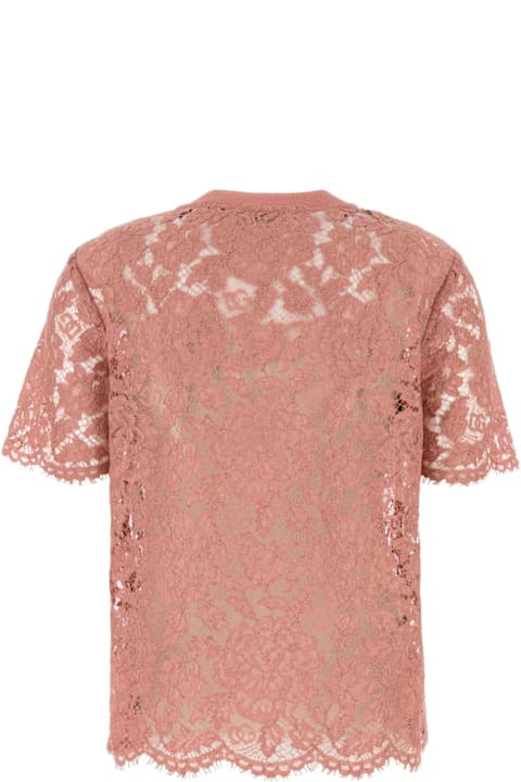 الملابس خصم على السيدات Dolce & Gabbana Pink Lace T-shirt