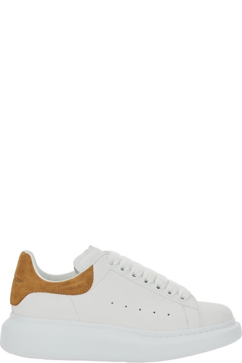 Alexander McQueen Whire Low Top Sneakers With Logo Lettering On The Heel In Leather Woman