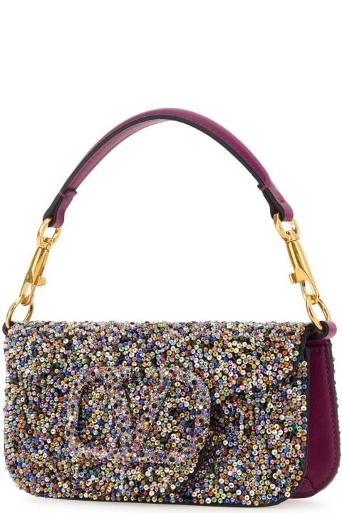 Valentino Garavani Totes for Women Valentino Garavani Embellished Leather Small Locã² Handbag