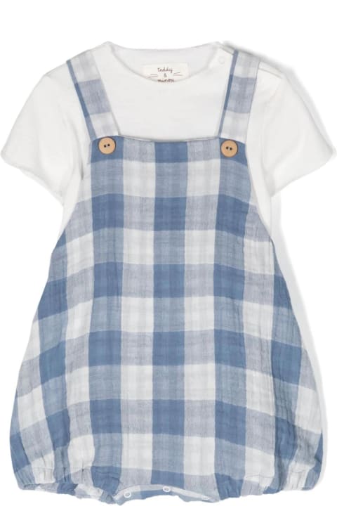 Fashion for Baby Boys Teddy & Minou Two-piece Set With Dungarees In White And Blue
