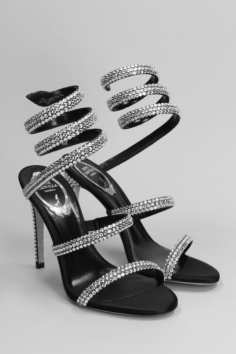 René Caovilla Shoes for Women René Caovilla Cleo Sandals In Black Satin