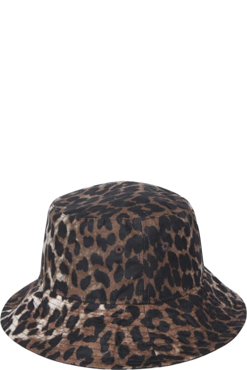 Hats for Women Ganni Leopard Print Bucket Hat