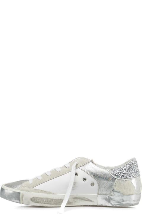 Philippe Model Shoes for Women Philippe Model Glitter Detailed Lace-up Sneakers
