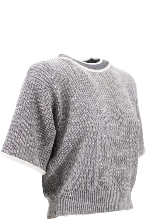 Sweaters for Women Brunello Cucinelli Contrasting-border Knitted Top