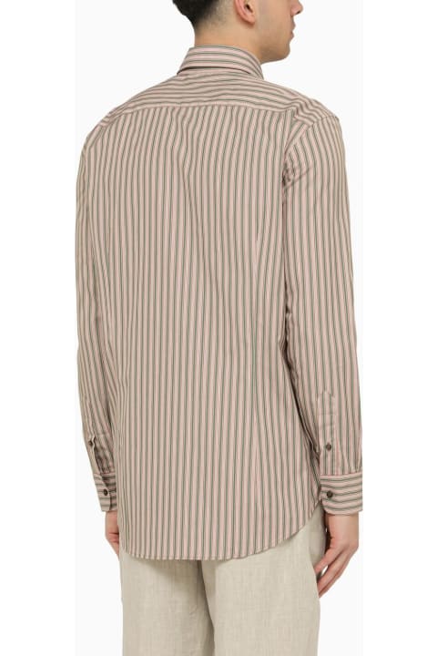 メンズ新着アイテム Etro Pink\/green Striped Cotton Shirt