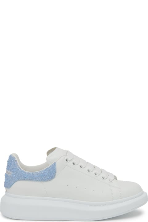 Sneakers for Women Alexander McQueen White Oversized Sneakers With Powder Blue Rhinestone Spoiler