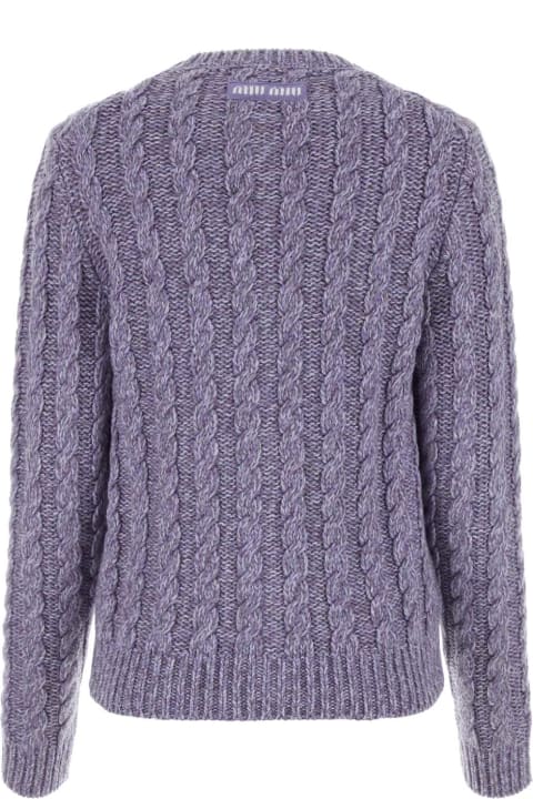 Miu Miu Sweaters for Women Miu Miu Melange Purple Cashmere Blend Cardigan