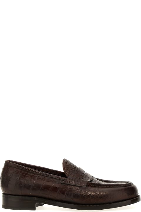 メンズ Lidfortのシューズ Lidfort Croc Print Leather Loafers