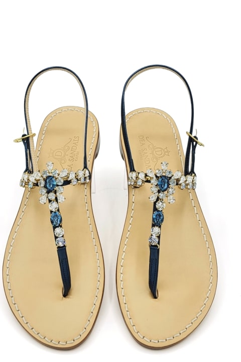 آخر صيحات الموضة من السيدات Dea Sandals Royal Blue Navy Jewel Sandals