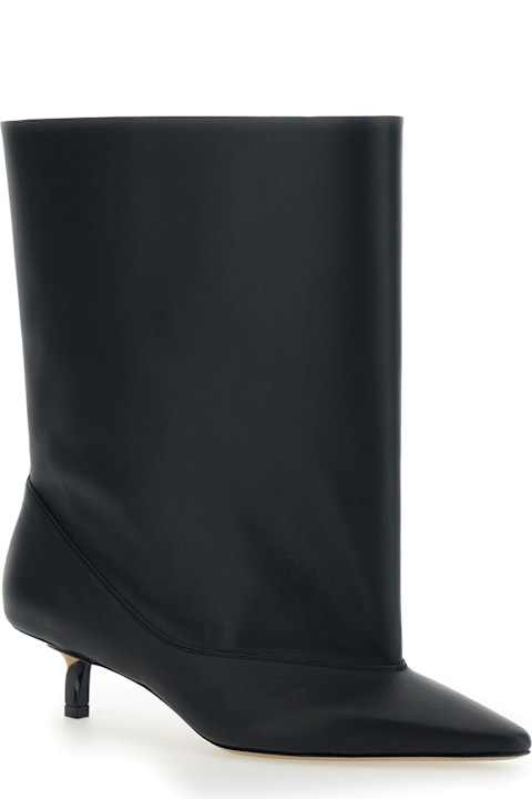 Homeware Jacquemus 'les Bottes Tourni' Black Ankle Boots With Pointed Toe And Low Stiletto Heel In Leather Woman