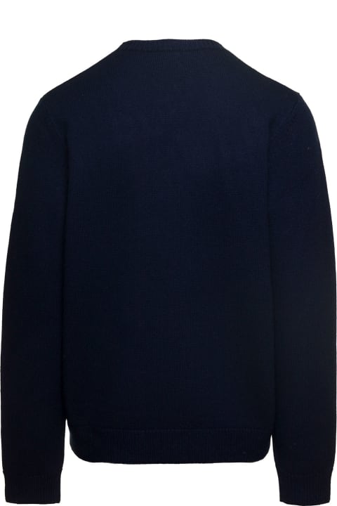 メンズ ニットウェア A.P.C. 'edward' Blue Crewneck Sweater With Embroidered Logo In Wool Man