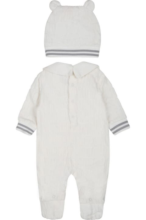 ベビーボーイズ Moschinoのボディスーツ＆セットアップ Moschino White Suit For Babykids With Teddy Bear