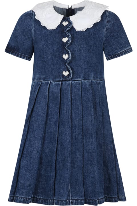 self-portrait Dresses for Girls self-portrait Blue Dress Forg Irl With Embroidered Lace