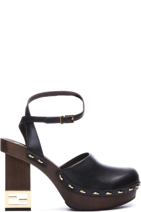 Fendi for Women Fendi Decorative Heel Leather Pumps