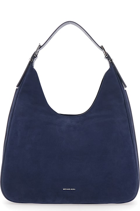 MICHAEL Michael Kors for Men MICHAEL Michael Kors 'nolita Large' Blue Shoulder Bag With Logo Lettering On The Front In Suede Woman