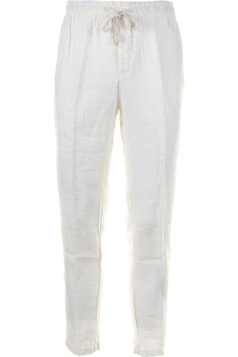 Altea Pants for Men Altea White Linen Trousers With Drawstring