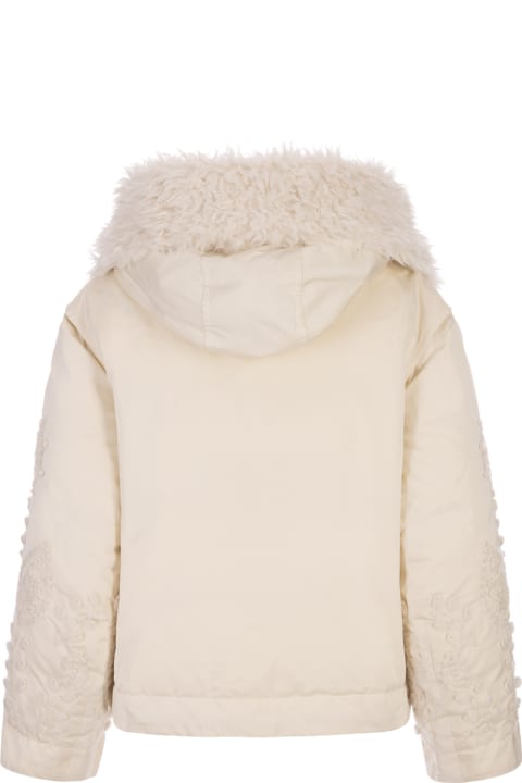 Fashion for Women Ermanno Scervino White Jacket With Embroidery On Sleeves