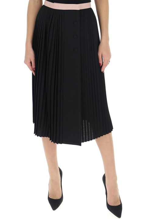 Contrasting Trim Pleated Skirt