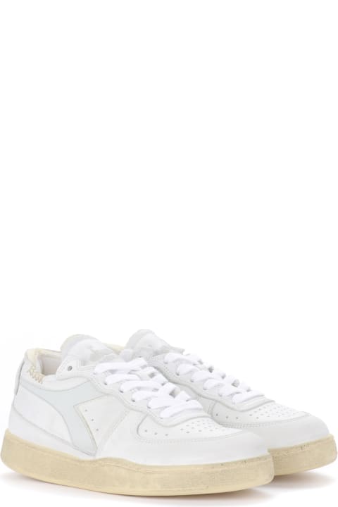 Basket Heritage Row Cut In White Leather