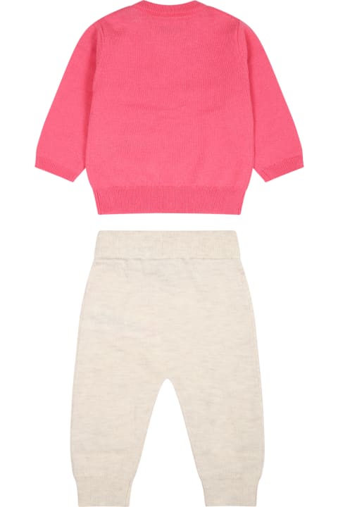 Bottoms for Baby Girls Zadig & Voltaire Neon Coral And Melange Beige Set For Baby