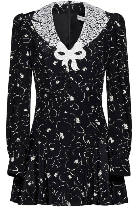 Alessandra Rich Topwear for Women Alessandra Rich Bow Embellished Floral Printed Mini Dress
