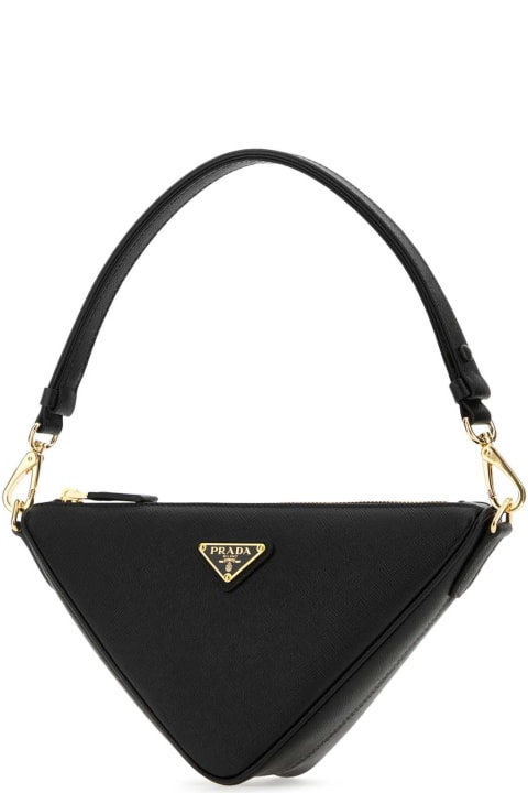 Bags for Women Prada Black Leather Prada Triangle Shoulder Bag