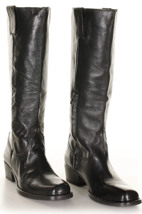 Black Leather High Boot