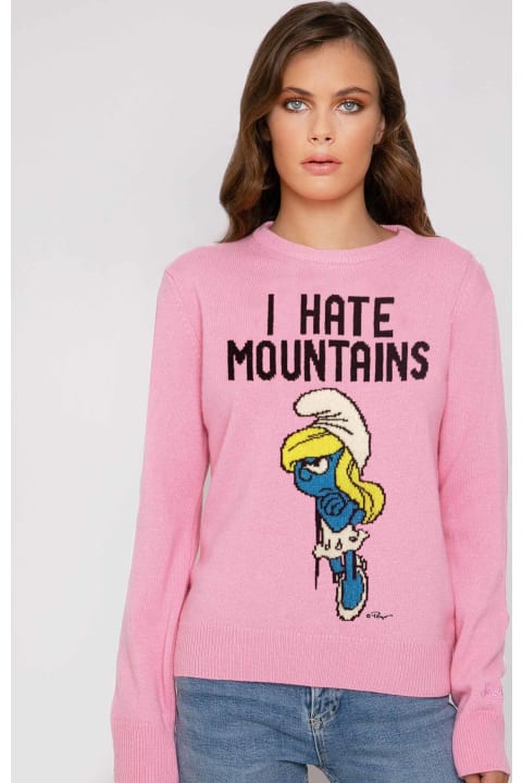 Homeware MC2 Saint Barth Woman Pink Sweater I Hate Mountains Smurfette | ©peyo Special Edition