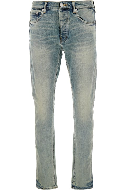 Homeware Purple Brand Light Blue Jeans With Belt Loops And Logo Patch On The Rear In Denim Mam