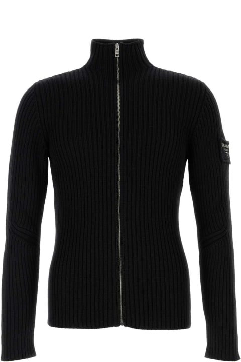 Prada Sweaters for Men Prada Black Wool Cardigan