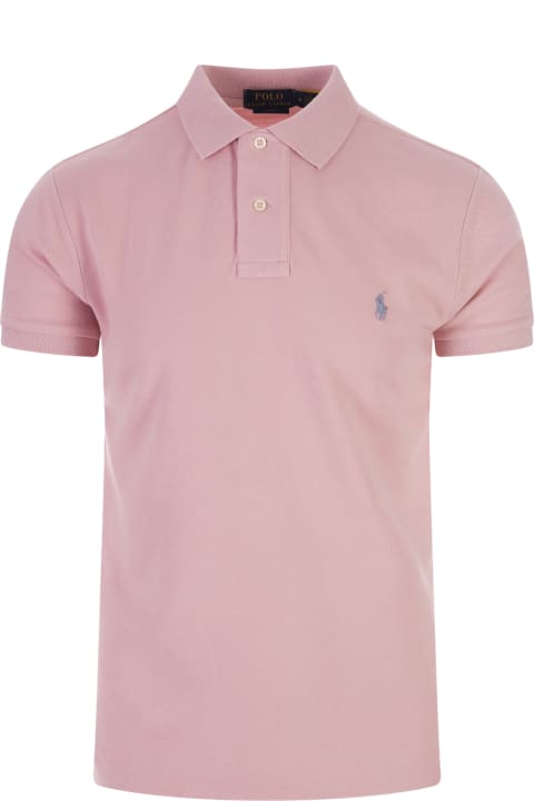Pink Pique Polo Shirt With Pony