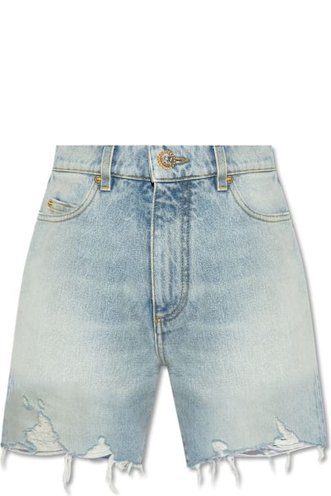 Pants & Shorts for Women Balmain Raw-cut Denim Shorts