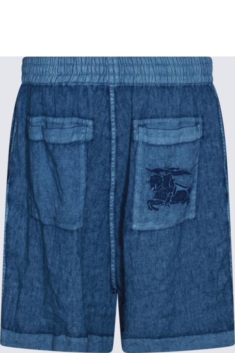 Burberry Pants for Men Burberry Blue Linen Shorts